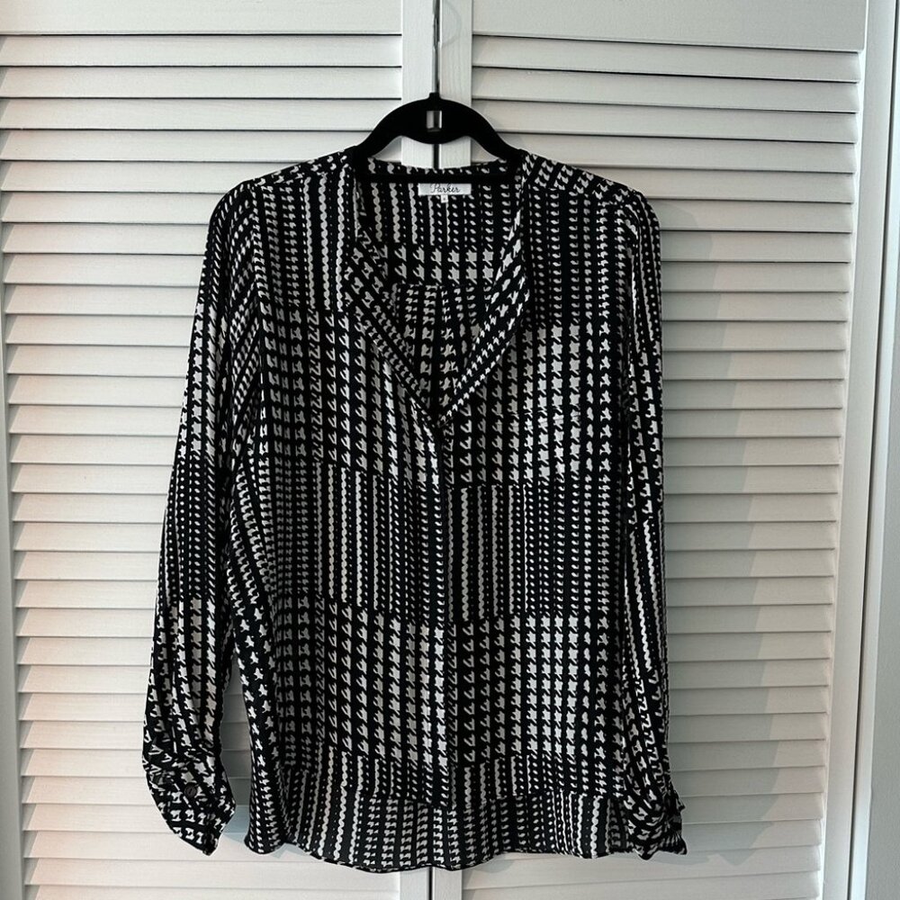 Parker Black and White Pattern Blouse